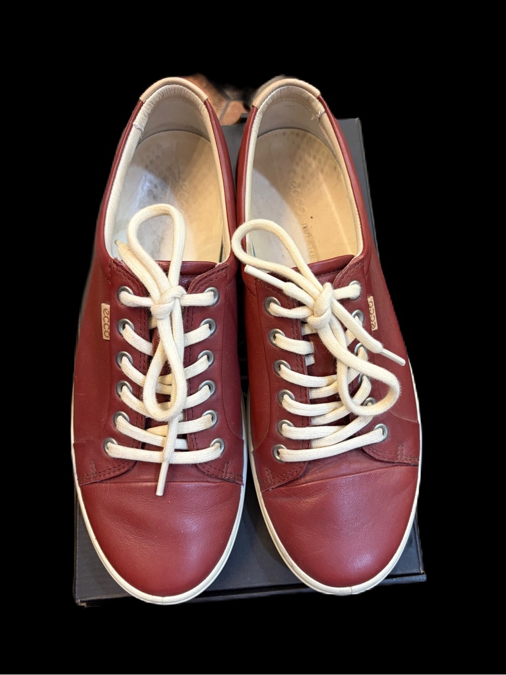 Ecco Women’s Leather Sneakers in Burgundy with White Laces
